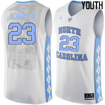 Youth North Carolina Tar Heels #23 Michael Jordan College Basketball Jerseys Sale-White - Click Image to Close